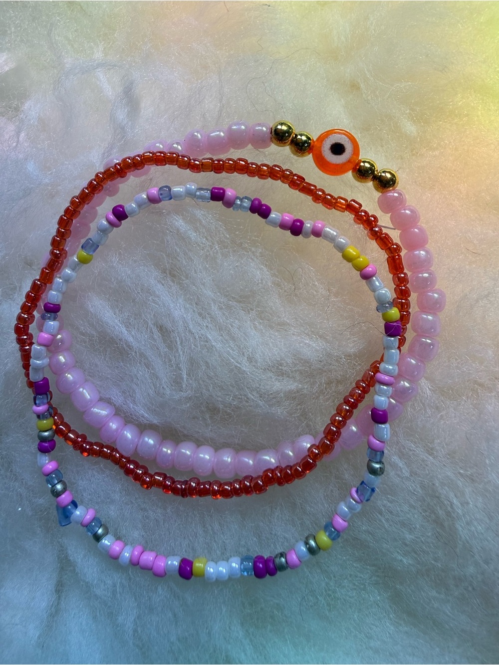 Multicolor Evil Eye Beaded Stretch Bracelet Stacking Set